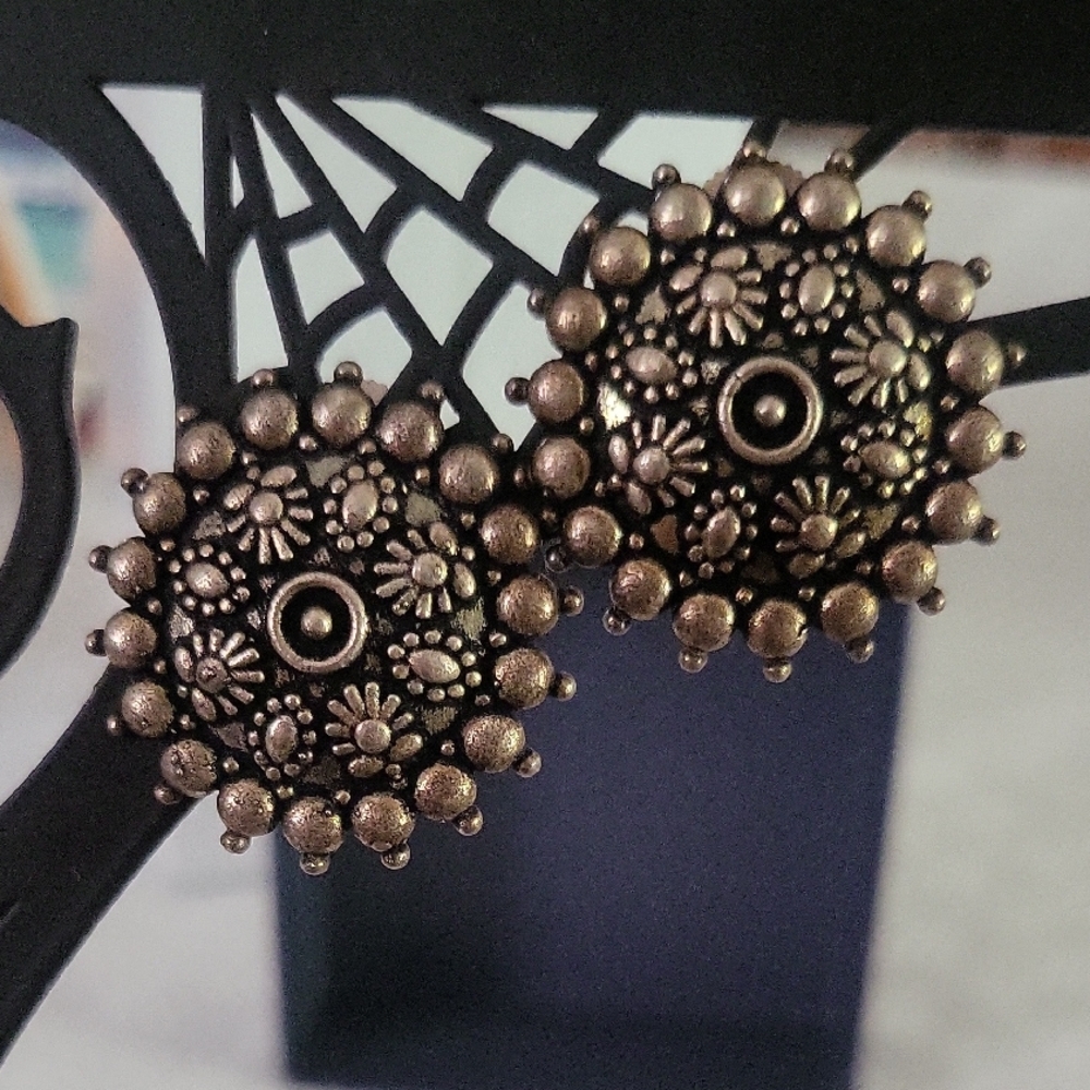 Oxidized Stud Earrings, Indian Stlye.